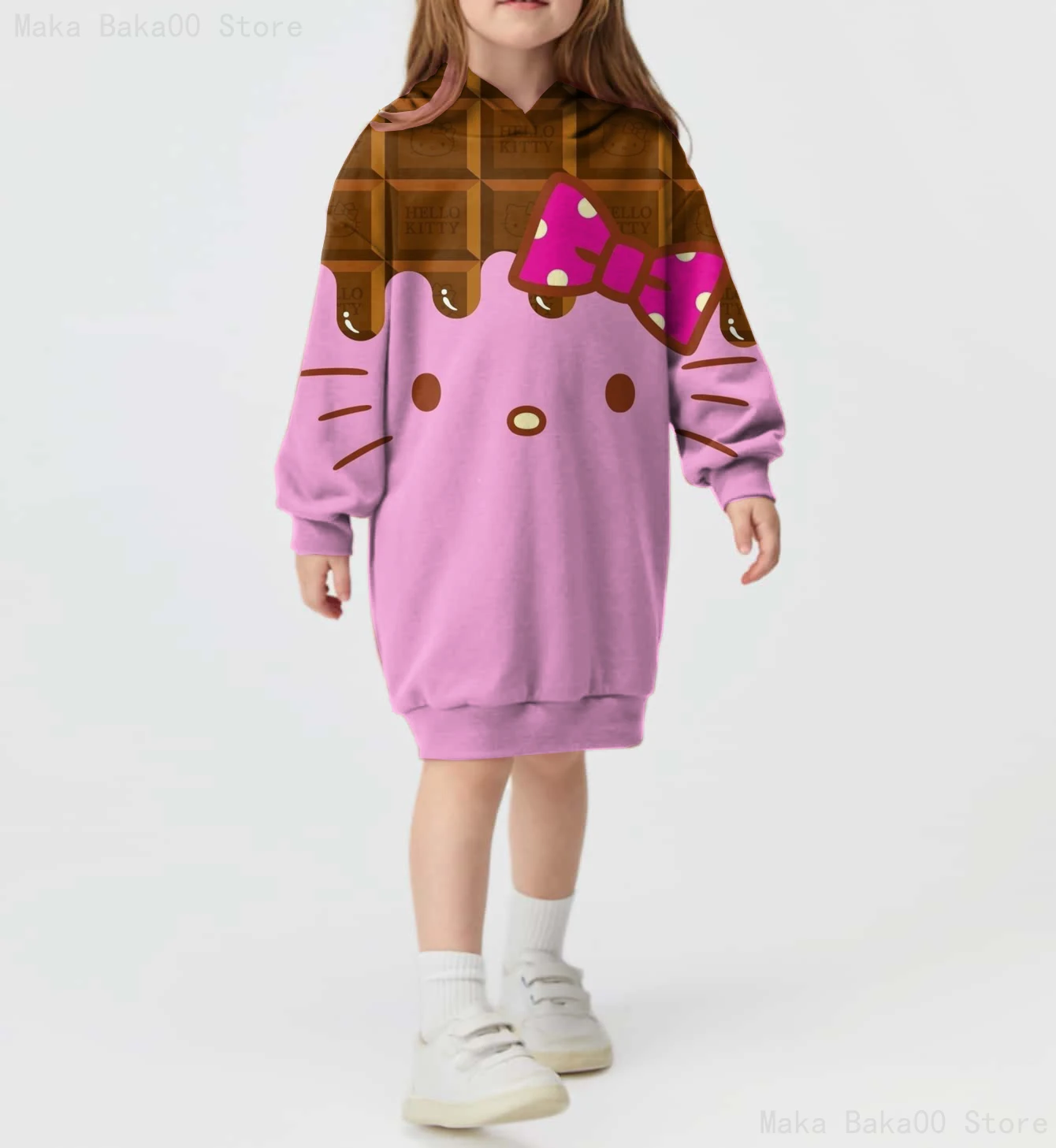 

Платье Hello Kitty 3D для подростков, милое элегантное свободное худи, кавайный пуловер, модный осенний Топ, свитшот, новый стиль, Свитшот