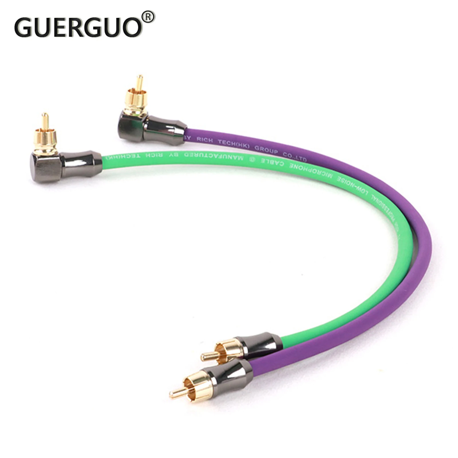 Фото 1 пара аудиокабелей RCA прямой угол 2 RCA прямые 2 RCA цветные кабели 4N OFC штекер-штекер для усилителя DAC TV автомобильное аудио №1