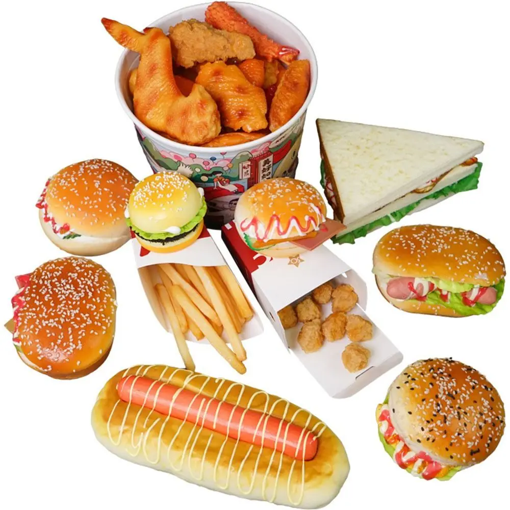 Модель искусственной еды украшение для дома жареная курица гамбургер картофель