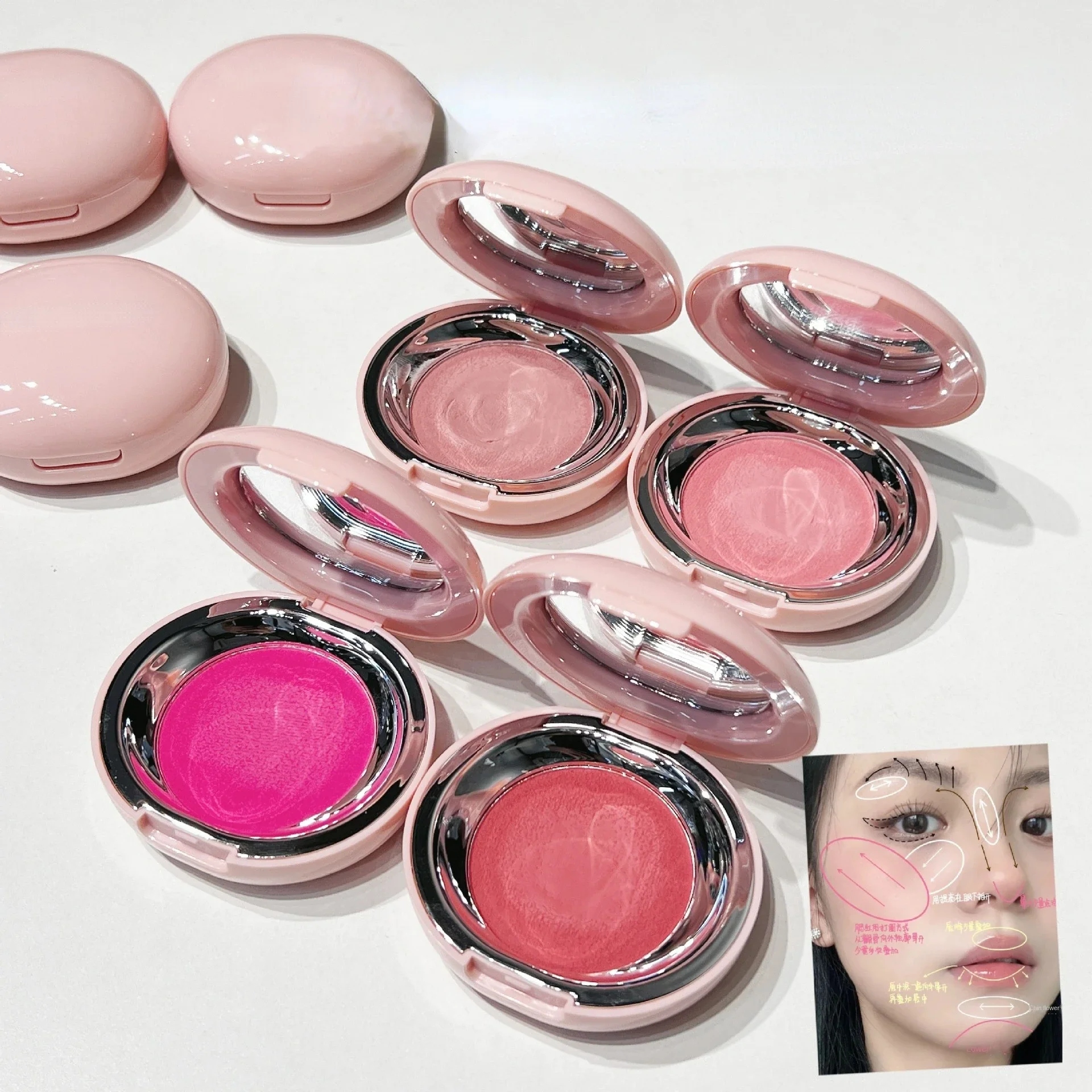 Pink Blusher Mud Palette Face Rouge Cream Concealer Foundation Powder Waterproof Lasting Peach Cheek Tint Blush Make Up