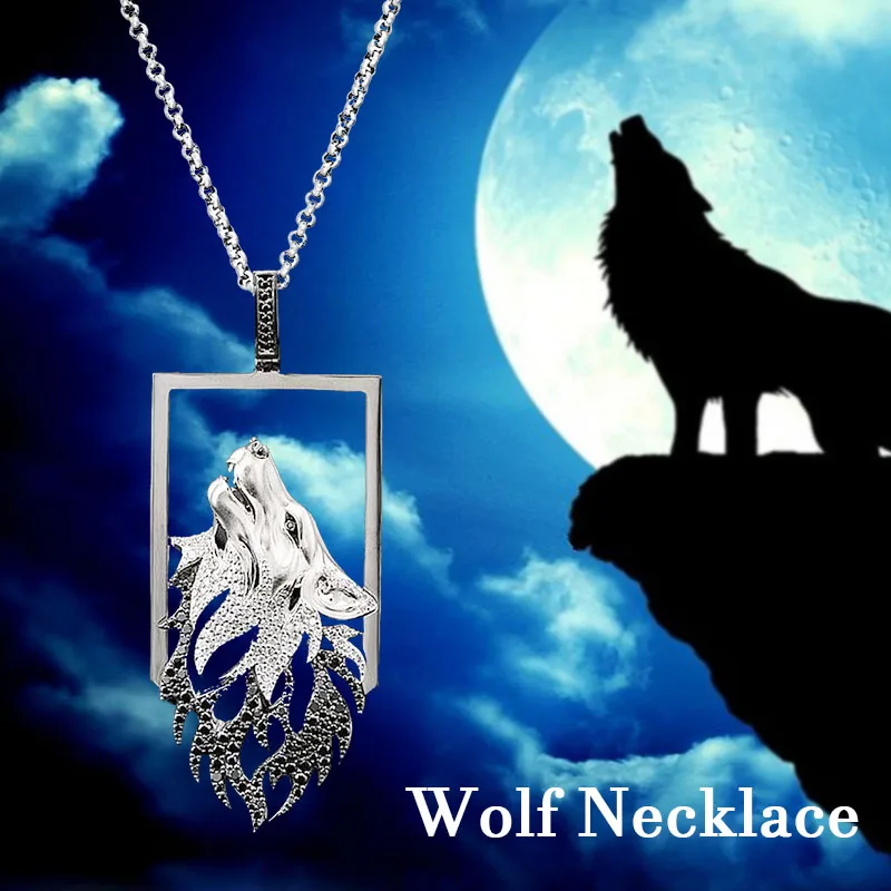 

Wolf Necklace Howling Wolf Pendant Jewelry Crystal Suitable Birthday Gift for Wolf Lover Ladies Men Girls Mom Friends