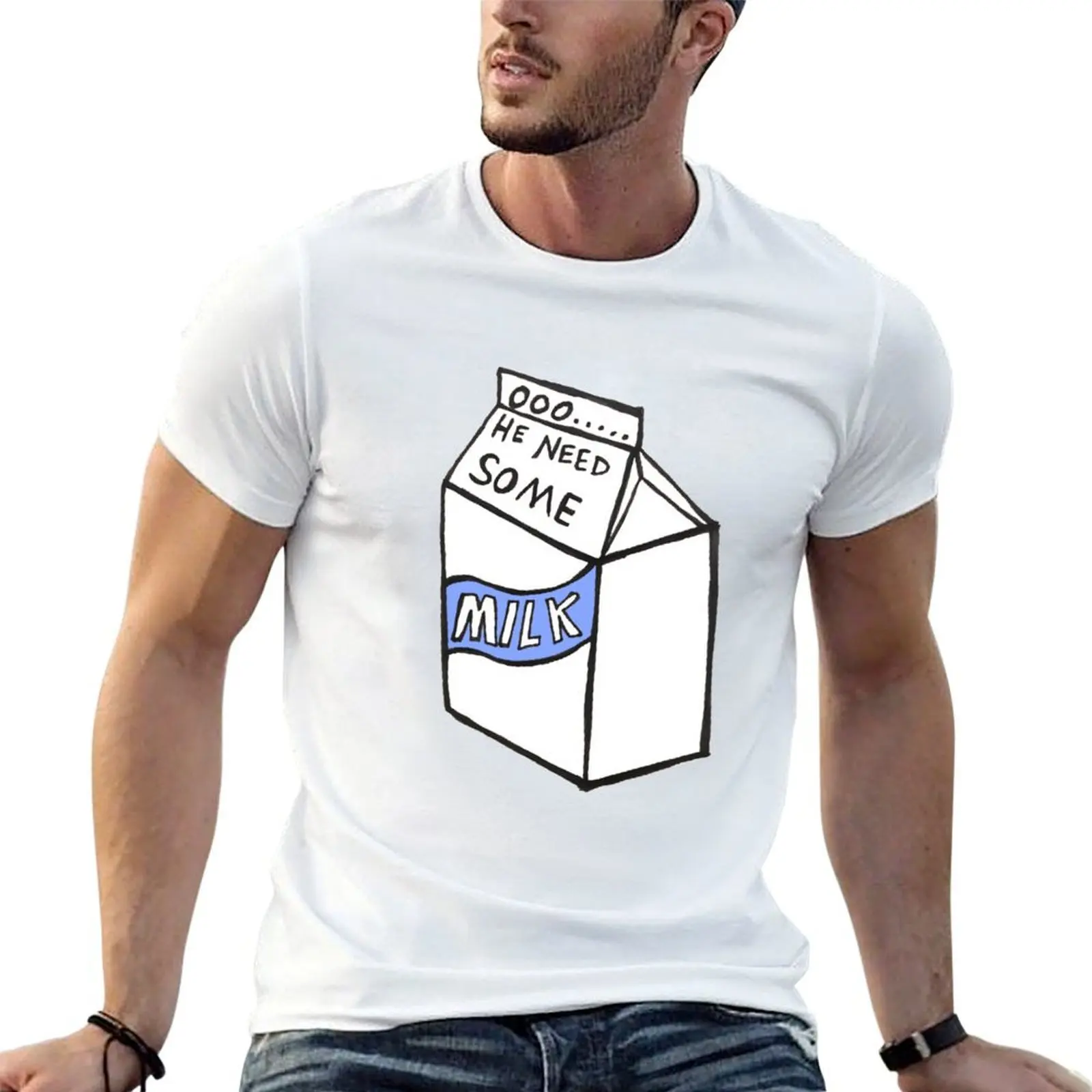 Фото Футболка OOO HE NEED SOME MILK, большая и высокая футболка для спортзала №1
