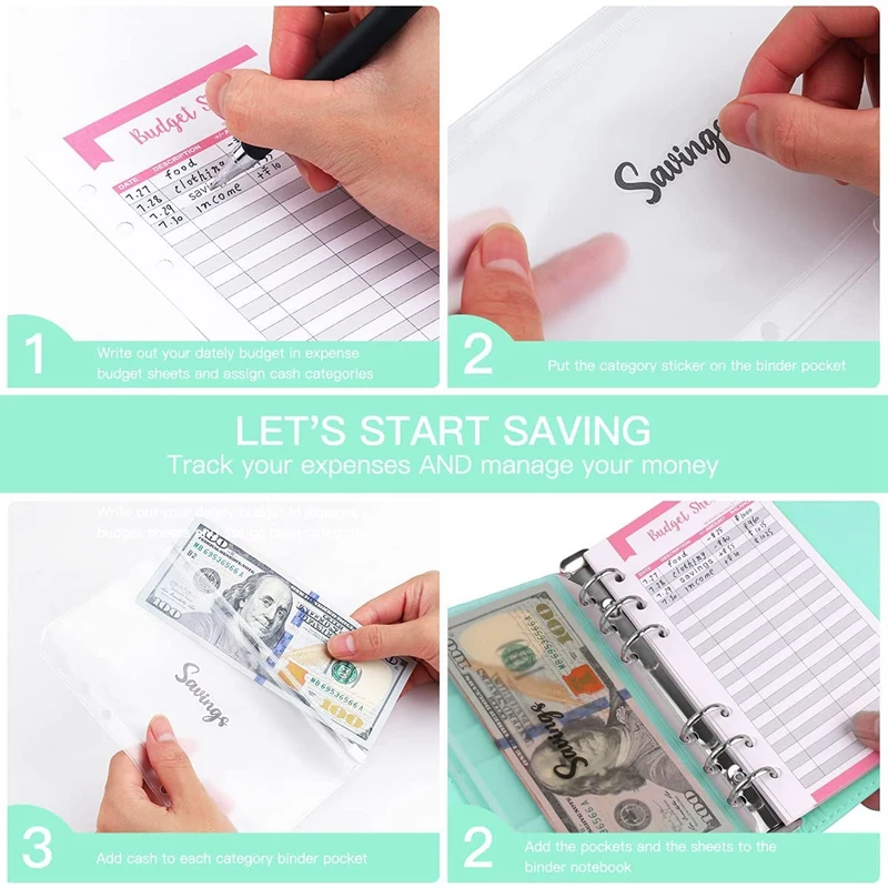 A6 PU Leather Notebook Binder Budget Planning Notepad 6 Ring Cover for Money Saving Envelopes | Канцтовары для офиса и дома