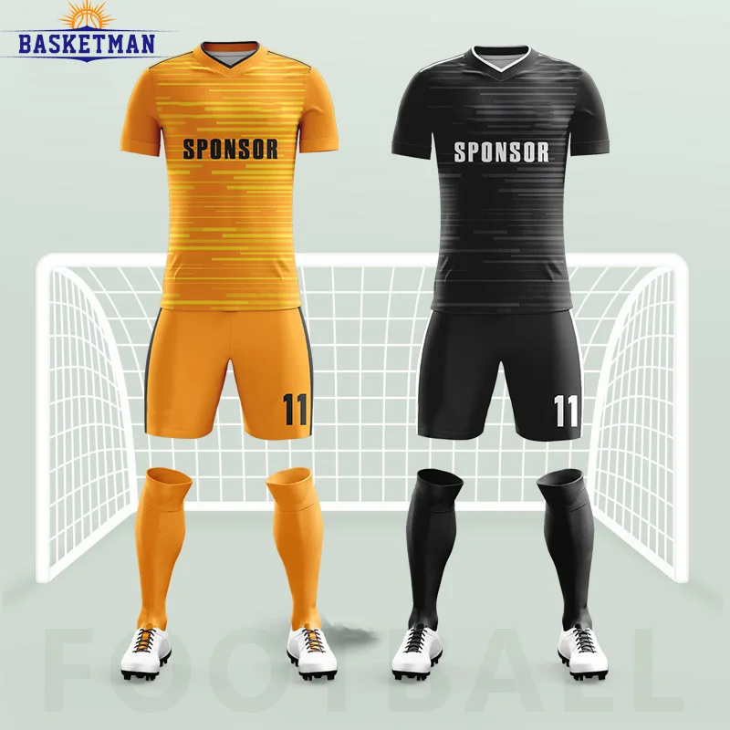 

Football Kits For Men Customizable Team Name Number Printed Short Sleeves Jerseys Uniforms Quickly Dry Training Soccer Tracksuit