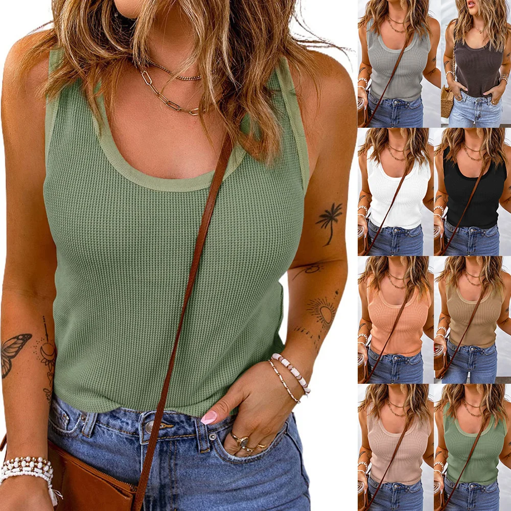 

Women's U-neck sleeveless vest, loose, soft, durable vest, ZC398