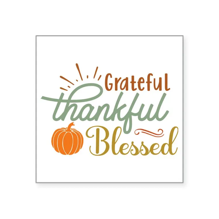 

Благодарный, спасибо, Благословенный, День благодарения, кво, наклейка, квадратная наклейка для ноутбука, автомобиля, милое мультяшное иску...