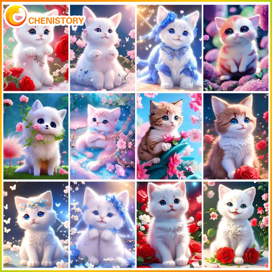 

CHENISTORY 40x50cm Diy Painting By Numbers For Adults Animal Cat Paint By Numbers Acrylic Paint On Canvas Decor For Home