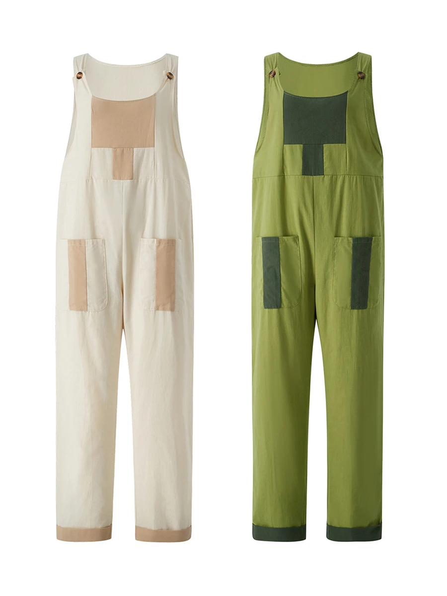 

Брюки на подтяжках женские, однотонные короткие комбинезоны на пуговицах и лямках, свободные короткие штаны, большие размеры