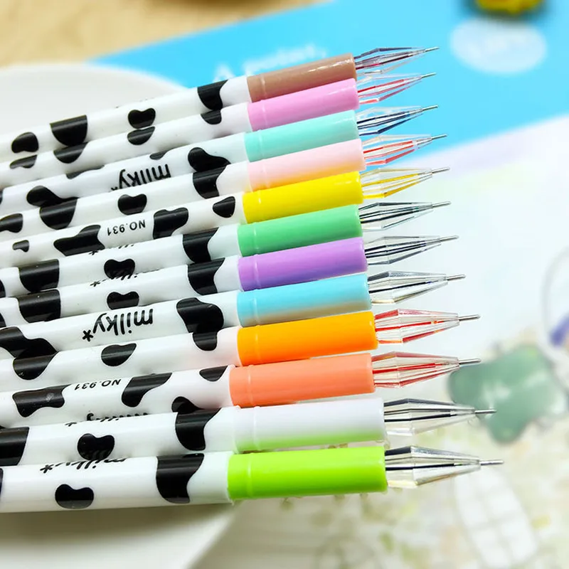 

12 шт. мультяшная гелевая ручка в форме коровы разноцветная 0,38 мм Студенческая маркерная ручка Корейская версия гелевая ручка Школа Офис письменные принадлежности