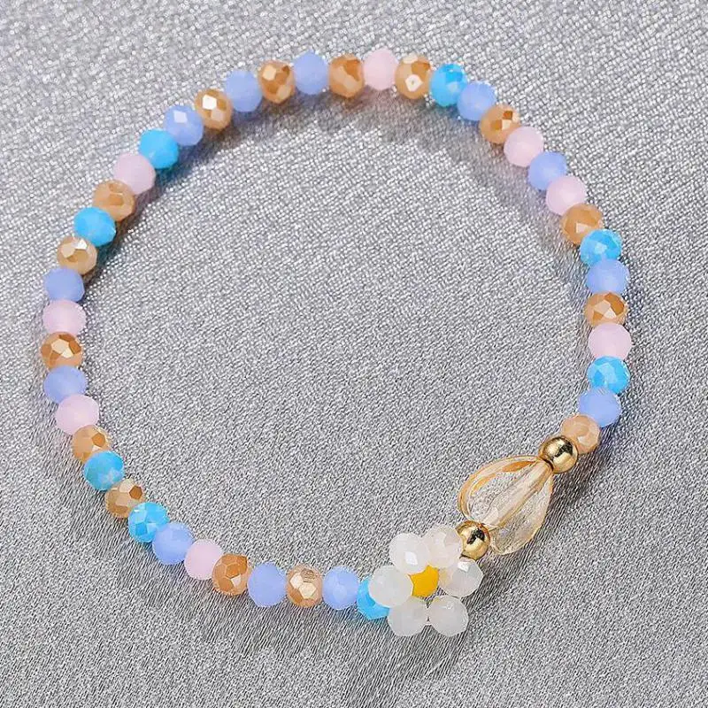 

Crystal Acrylic Beaded Charms Bracelet Korean Simple Flower Bracelets For Women Bracelets & Bangles Girl Student Jewelry O1420