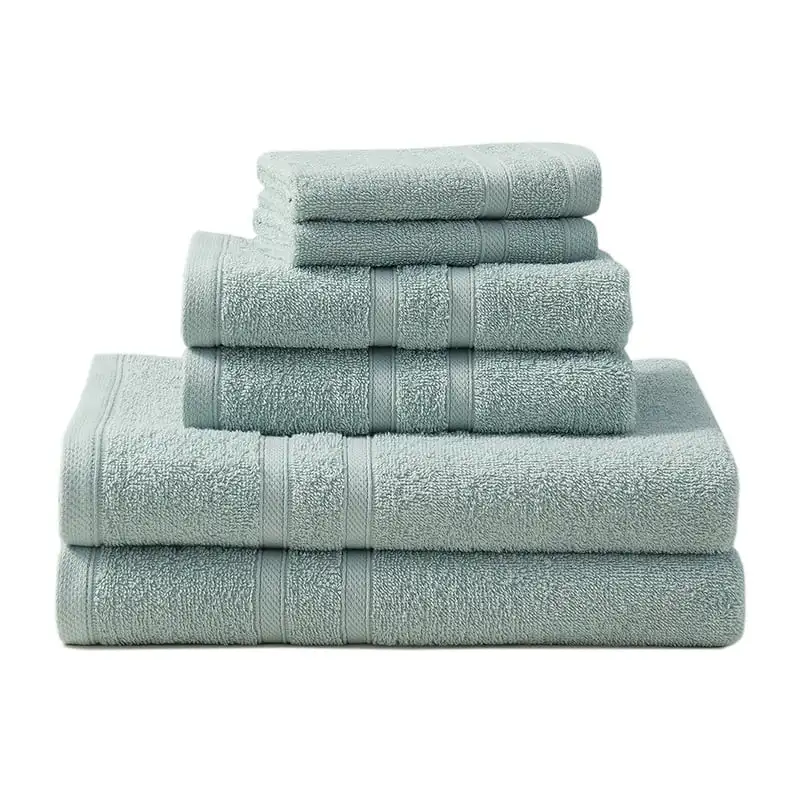 

Towel Set 6 Piece Towel Set, Bath 30x52 Hand 16x26 Wash 12x12, Mineral Blue