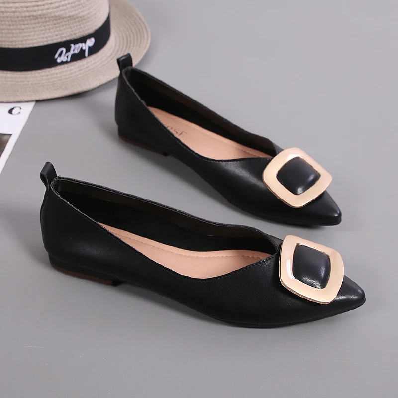 Hot Selling Big Buckle Good Quality For Women Pumps Ladies Flat Shoes
