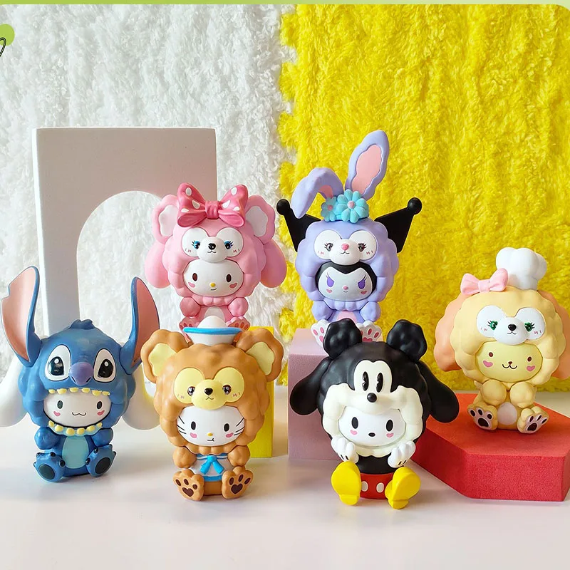 

6 шт./набор Sanrio Kawali Hello Kitty My Melody Cinnamoroll Kuromi Косплей Аниме фигурки куклы игрушки Очаровательное украшение милые подарки для детей