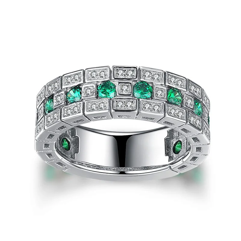 

Luxury Green CZ Wedding Bands Female Rings Simple and Elegant Lady Accessories Anniversary Party Ring Gift Trendy Jewelry