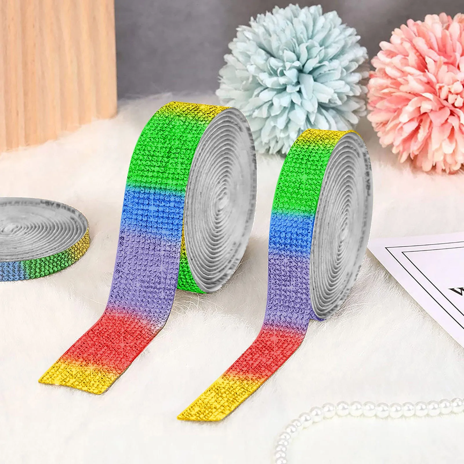 Colorful Hot Fix Iron On 7mm Full Glass Crystal Rhinestones Beaded Banding Sheet Mesh Stickers Wedding Dress Applique Trim 1Yard |