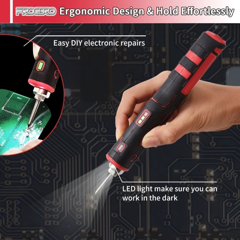 

Беспроводной электрический паяльник 480 ℃, 1800 мАч, перезаряжаемый паяльный инструмент, Термоизолированный силикон для безопасной работы