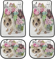 hedgehog kawaii with flowers car mats universal fit car floor mats fashion soft waterproof car carpet frontrear 4 pieces full s