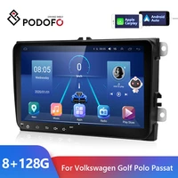 podofo android 10 1 2din car multimedia player carplay for vw volkswagen golf skoda tiguan passat octavia navigation gps