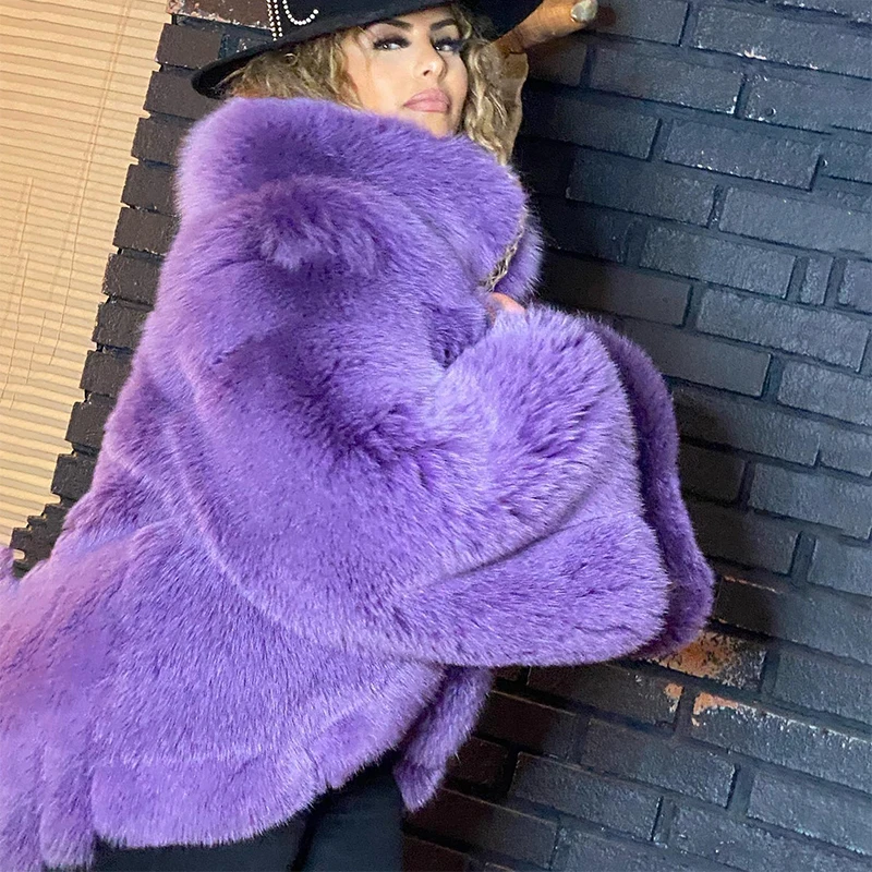 Thicken Natural Fox Fur Jacket Woemn Winter New Fashion High Street Outertwear Lady Warm Loose Genuine Fox Fur Coat Female