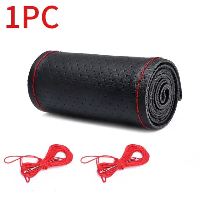 

Wheel Genuine Leather Steering Wheel Cover 37CM-38CM Anti-Slip Braiding Cover for Steering Wheel Cowhide Steering Protector Cove