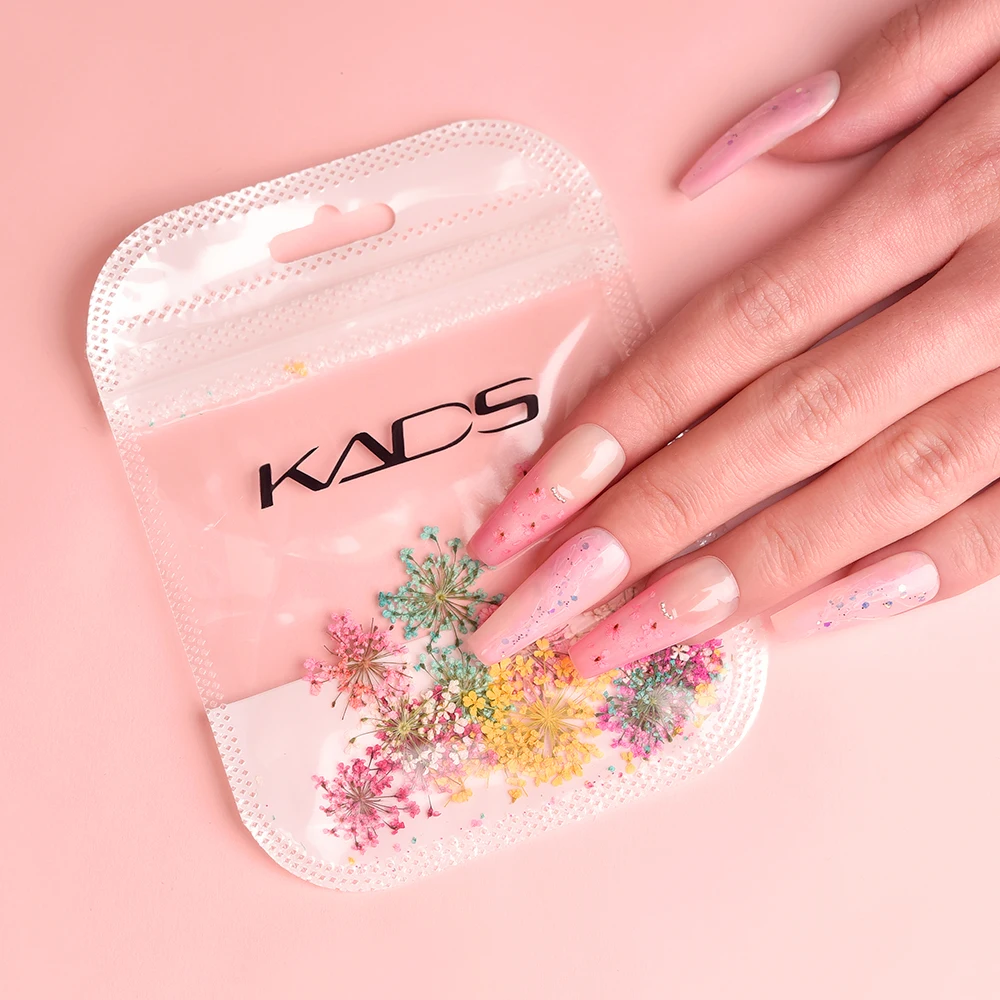 KADS 18Pcs/Bag Dry Flower Nail Art Mixed Colors 3D Nail Art Decoration Natural Starflower Stickers DIY Manicure Accessories