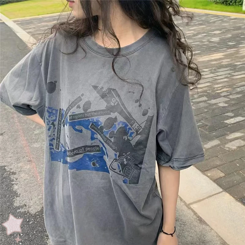 

Футболка оверсайз с геометрическим принтом Cav Empt, серая мужская и женская футболка из 100% хлопка, тяжелая ткань