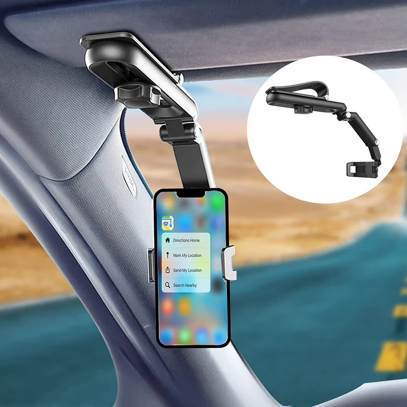 Sun Visor Cell Phone Holder for Car,1080° Rotatable Sun Visor Car Phone Mount, Universal for iPhone  Samsung  LG and More(Gray)