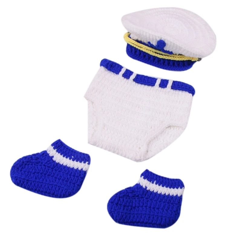 

67JC 3Pcs/set Baby Newborn Photography Costumes Infant Clothing Set Knitted Clothes Outfits Kinnting Short Pant with Shoes