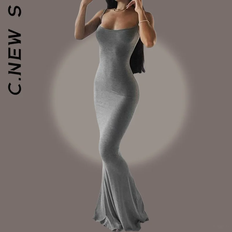 C. Новое модное женское атласное платье-комбинация без рукавов с открытой спиной