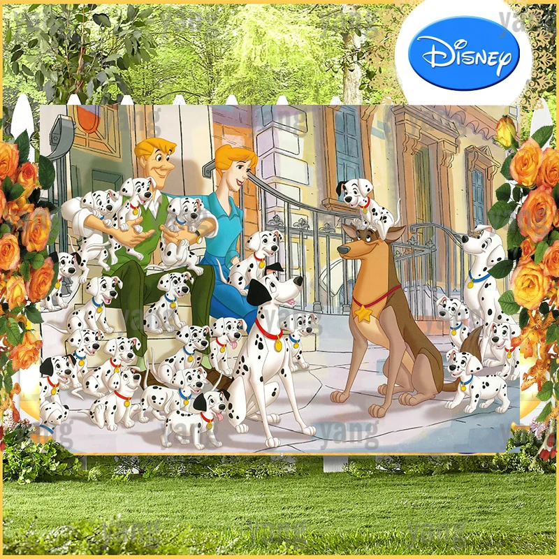 

Custom Dalmatian Disney Castle Birthday Party Dog Family Colorful Gift Baby Shower Background Backdrop Decortion Grey Blanket