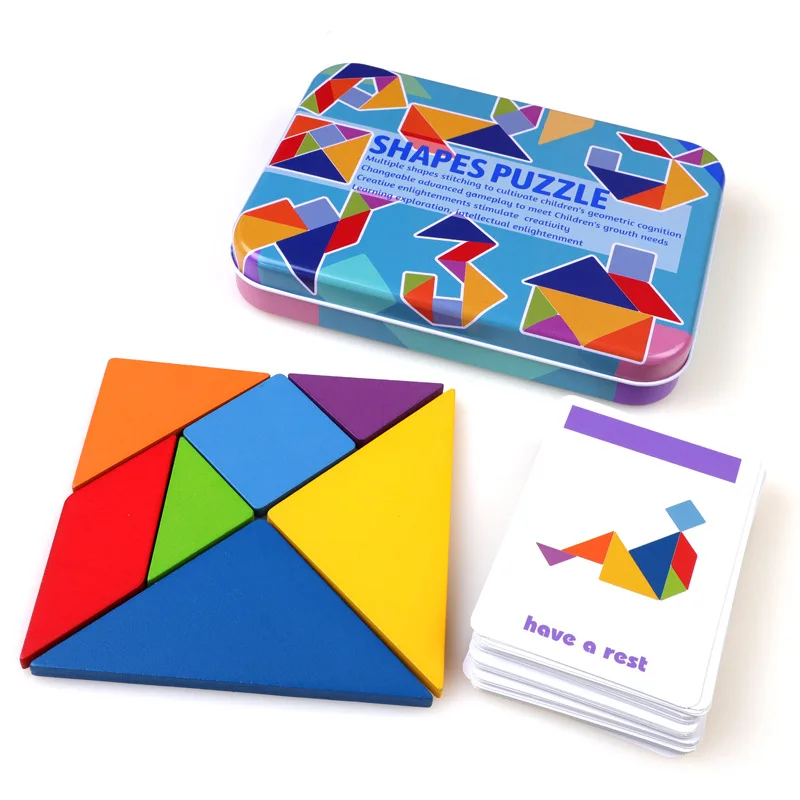 

Colorful 3D Puzzle Wooden Toys High Quality Tangram Math Jigsaw Game Children Preschool Imagination Educational Toys for Kids