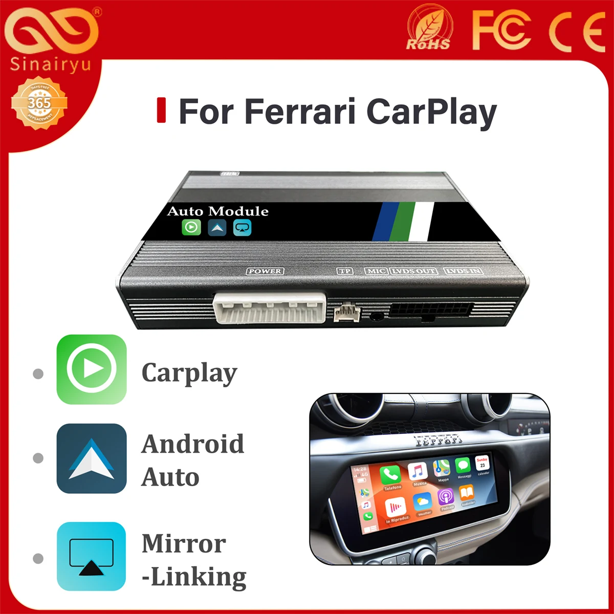 Беспроводная связь CarPlay6.5 дюйма 8 ✐ 25 для Ferrari 09YS F12 12YS F488 15YS F8 19 20YS Android зеркальная