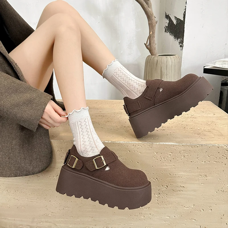 Женская обувь на платформе осенние лоферы меху женская без шнуровки сабо новые