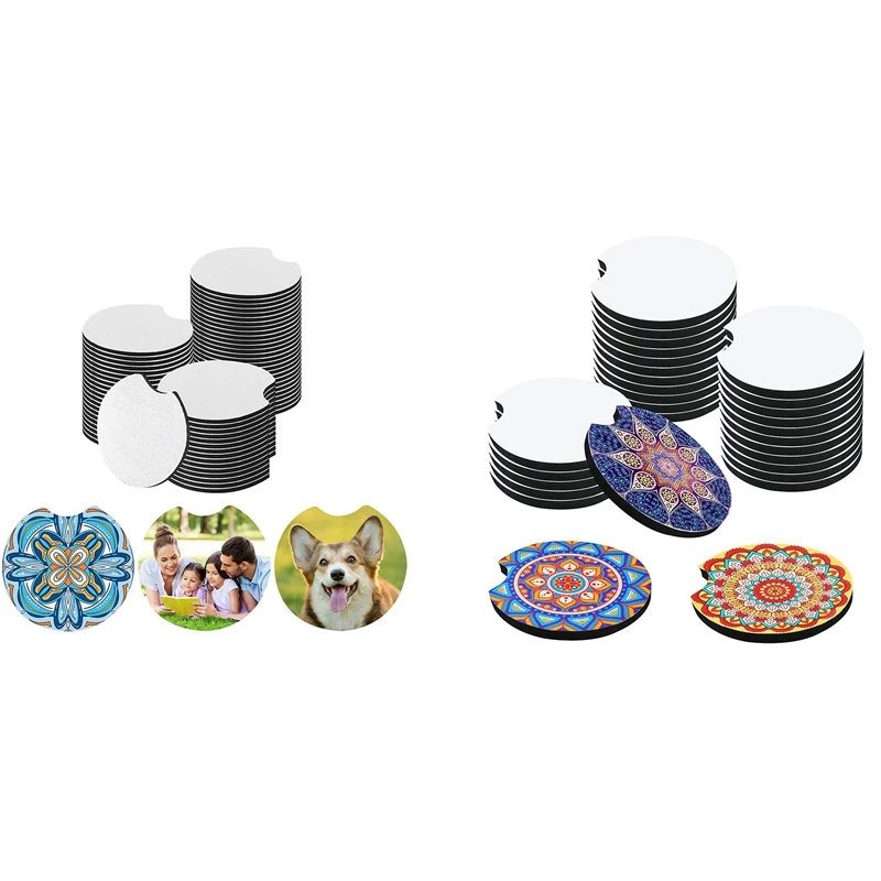 

Sublimation Blanks Products Sublimation Car Cup Coasters Blanks Mat For DIY Car Cup Coasters Painting Accessorie