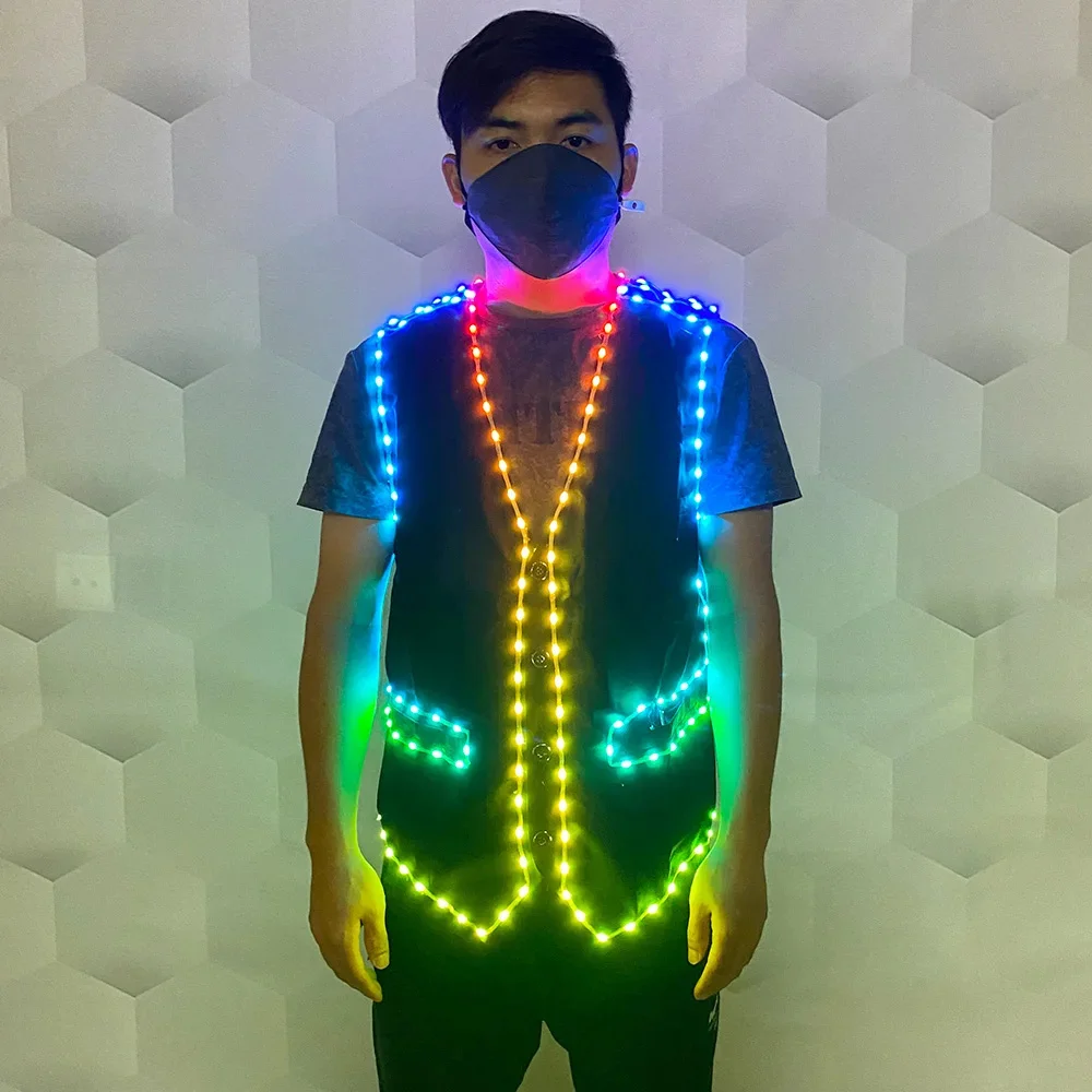 RGB светодиодный светящийся жилет с дистанционным управлением костюмы одежда