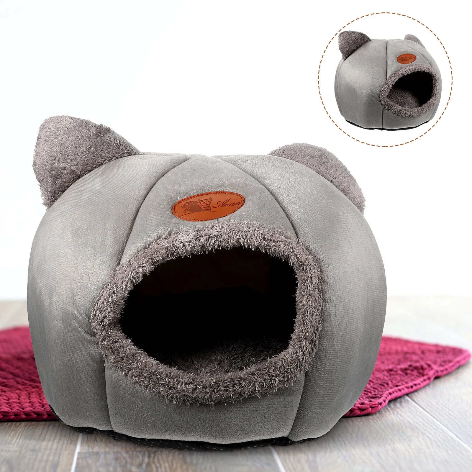 

Bed Cat Pet Warm Cave Sleeping Winter Hideout Plush Animal House Supple Dog Puppy Tent Cushion Foldable Kitten Hut Hideouts