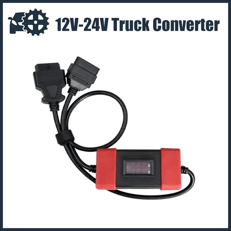 12V to 24V Truck Converter OBD2 Heavy Duty Truck Diesel Adapter Cable Work for Thinkdiag Launch X431/Easydiag2.0/3.0 Golo3 Scan