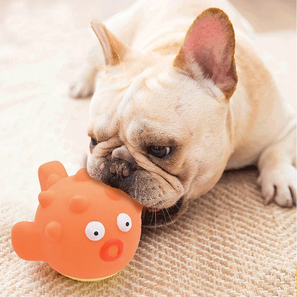 

Latex Fish Shape Dog Squeaky Toy Puppy Cleaning Teeth Chew Toy Elastic Bite-Resistant Interactive Dog Oral Care Molar Supplies