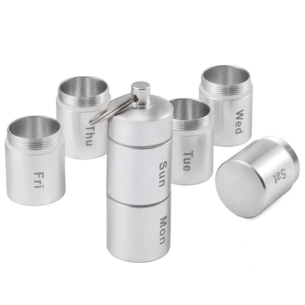 

Weekly Organizer Aluminum Alloy Portable Vitamin Box Container Oils Supplement Case for Outdoor Home (