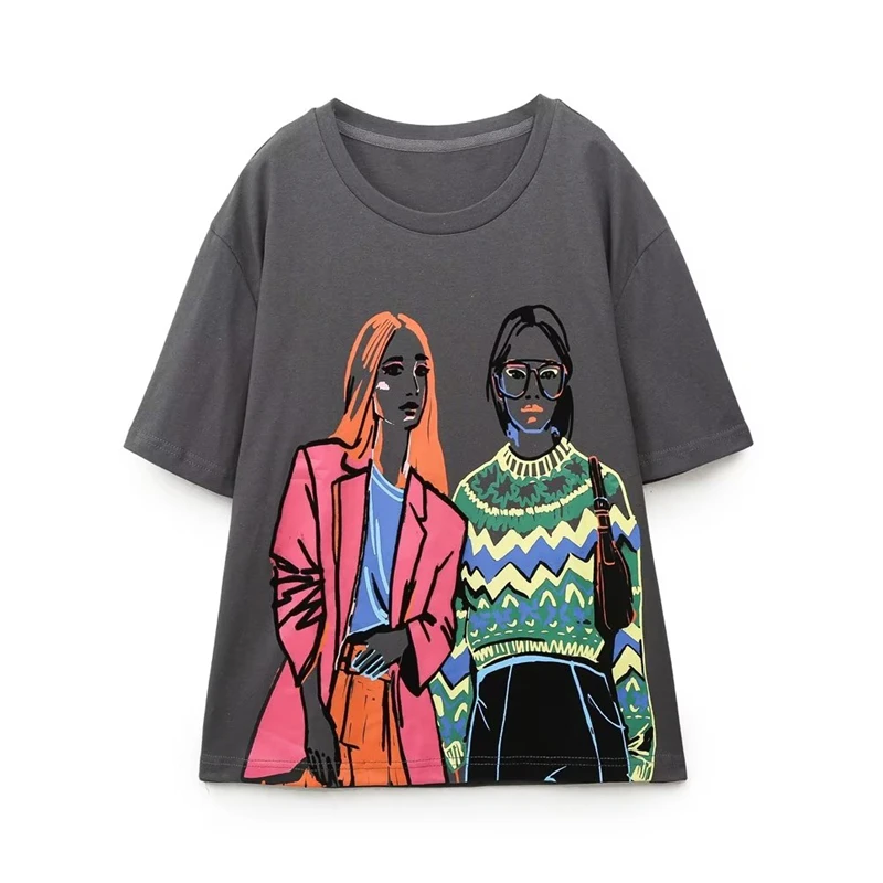 

Летняя новинка, свободная повседневная футболка с коротким рукавом и круглым вырезом для девочек, модный универсальный свитер, женское платье