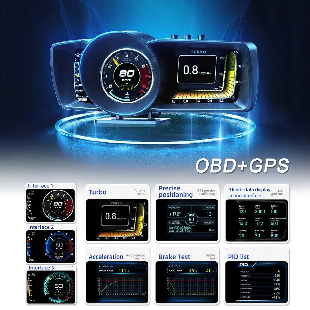 Универсальный Автомобильный сканер HUD OBD2 головной цифровой ЖК-дисплей