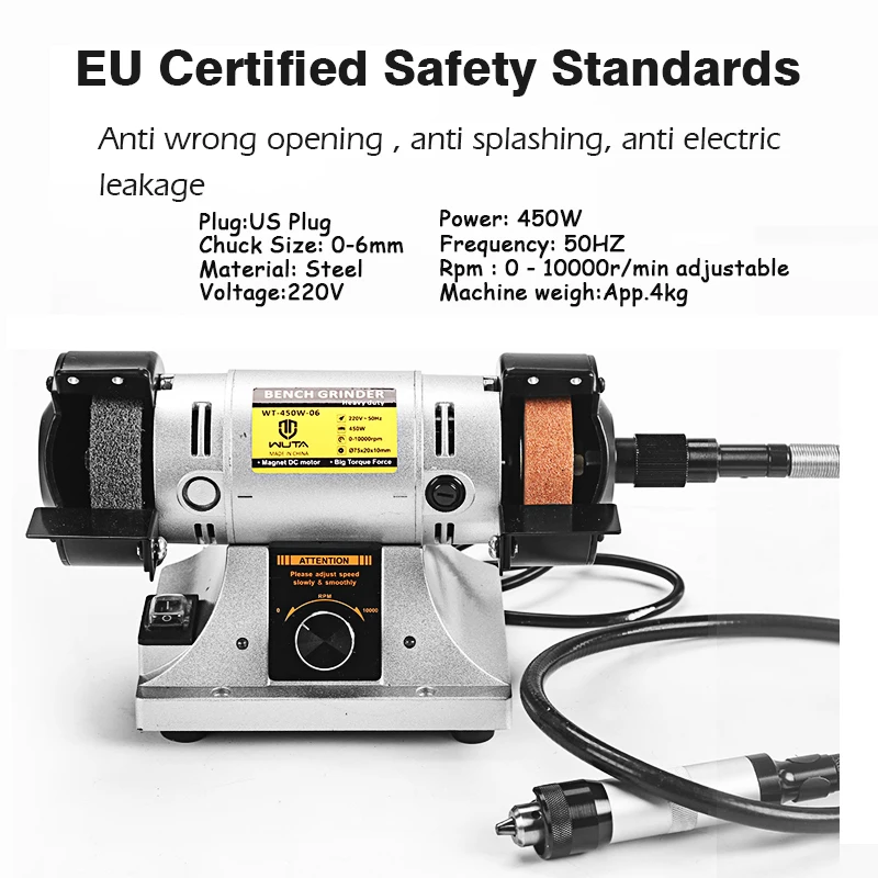 

WUTA Leather Edge Burnishing Grinding Machine Craft Tool Chisel Knife Polishing Machine 450W Metal,Steel,Wood Polisher Sharpener