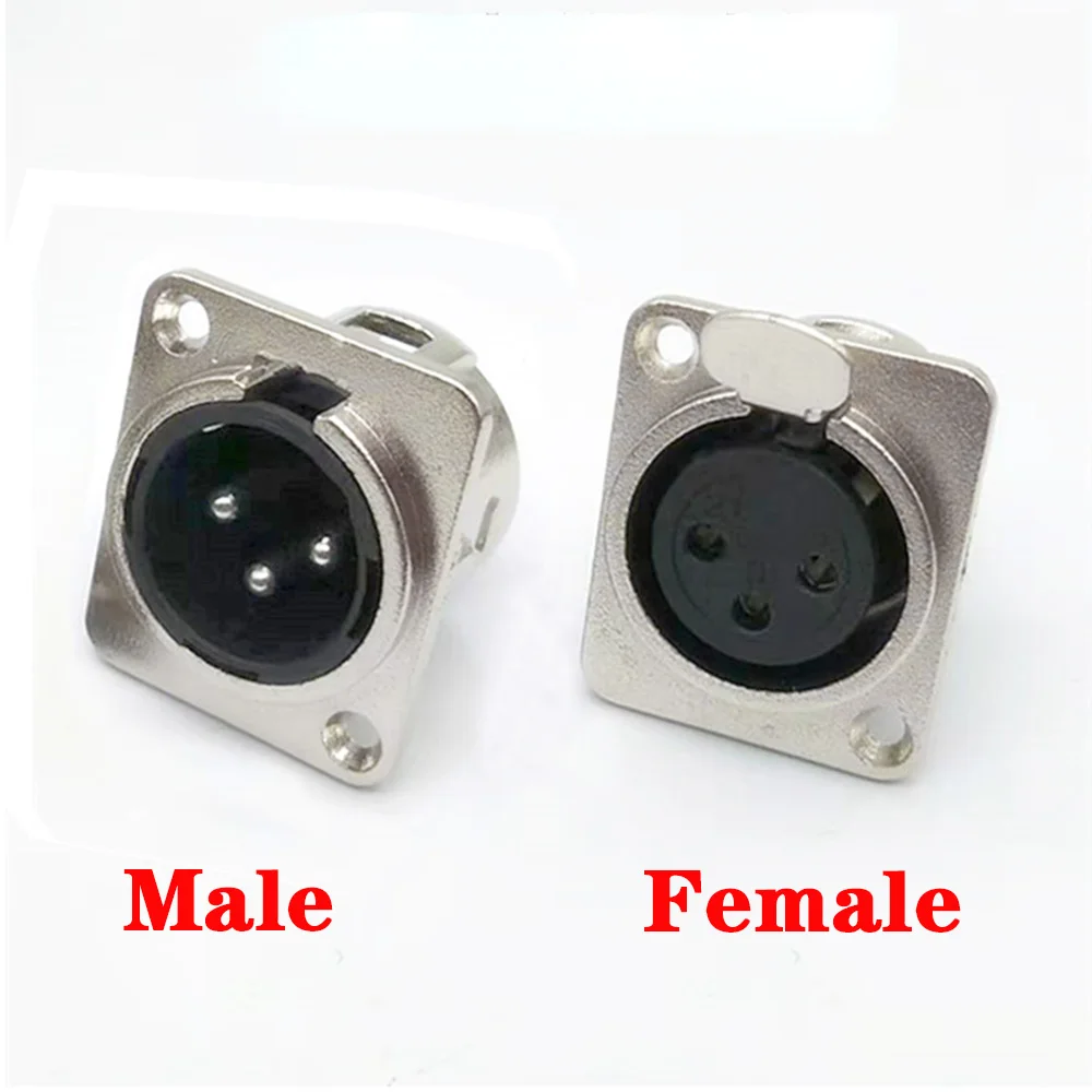 

1Pcs Metal Square Three Core Caron Female Audio Connector Microphone Socket 3-core XLR Male Female Audio Seat XLR