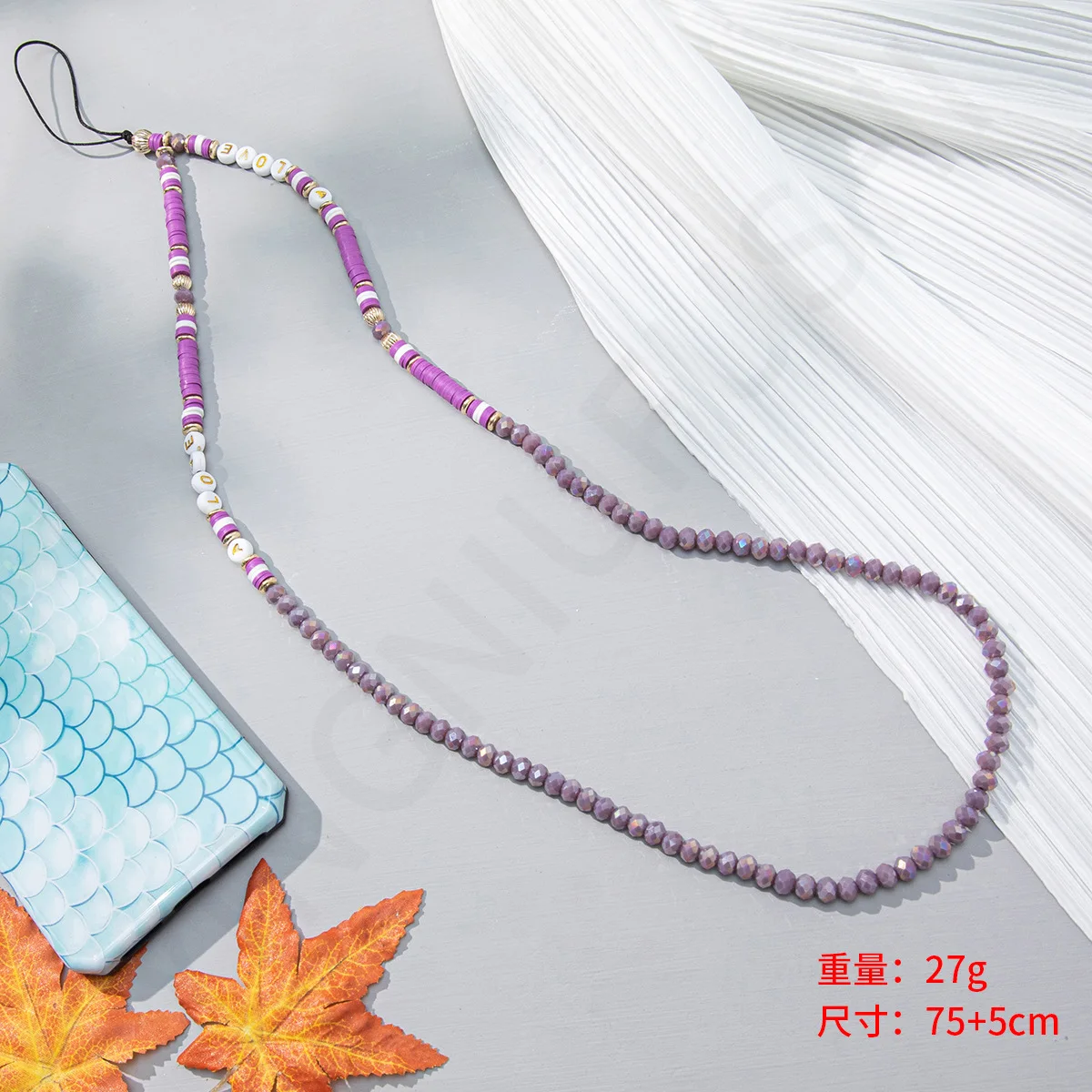Popular Soft Pottery Mobile Phone Chain Ladies Long Crystal Beaded Mobile Phone Lanyard Wholesale