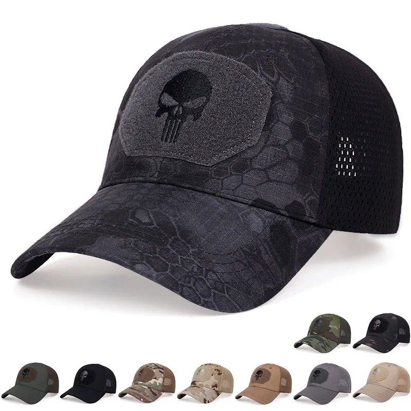 

New men's hat camouflage patch embroidered skull baseball cap spring and summer outdoor camouflage casual sports sun hat