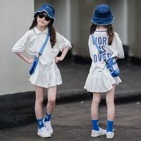 high quality 2022 teens summer girls t shirt dresses kids short sleeve sports child clothes vestido teenis pleated dresses