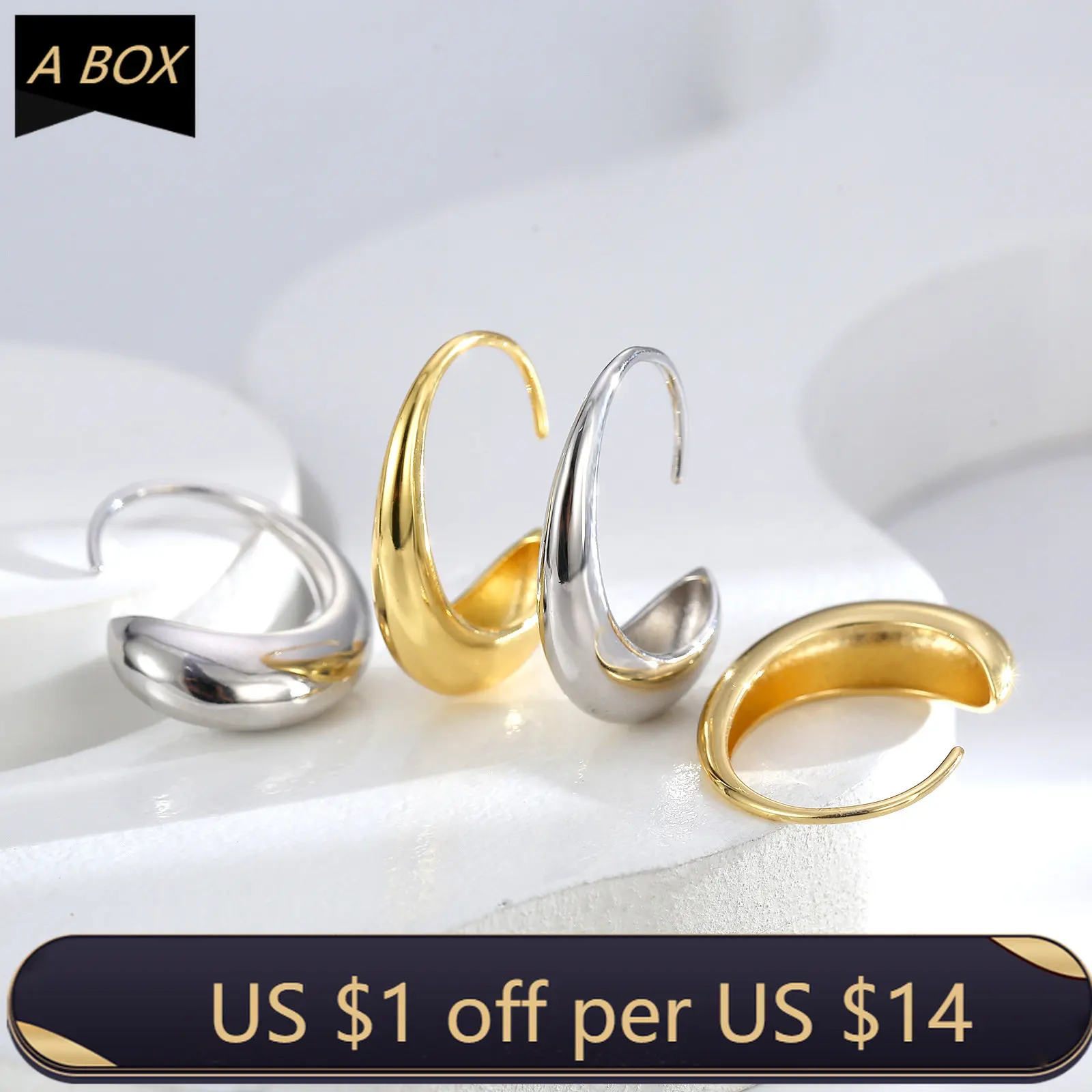 

2023 New Metal C-Shaped Drop Earrings Geometric Light Lluxury French Senior Sense Simple Personality Earrings