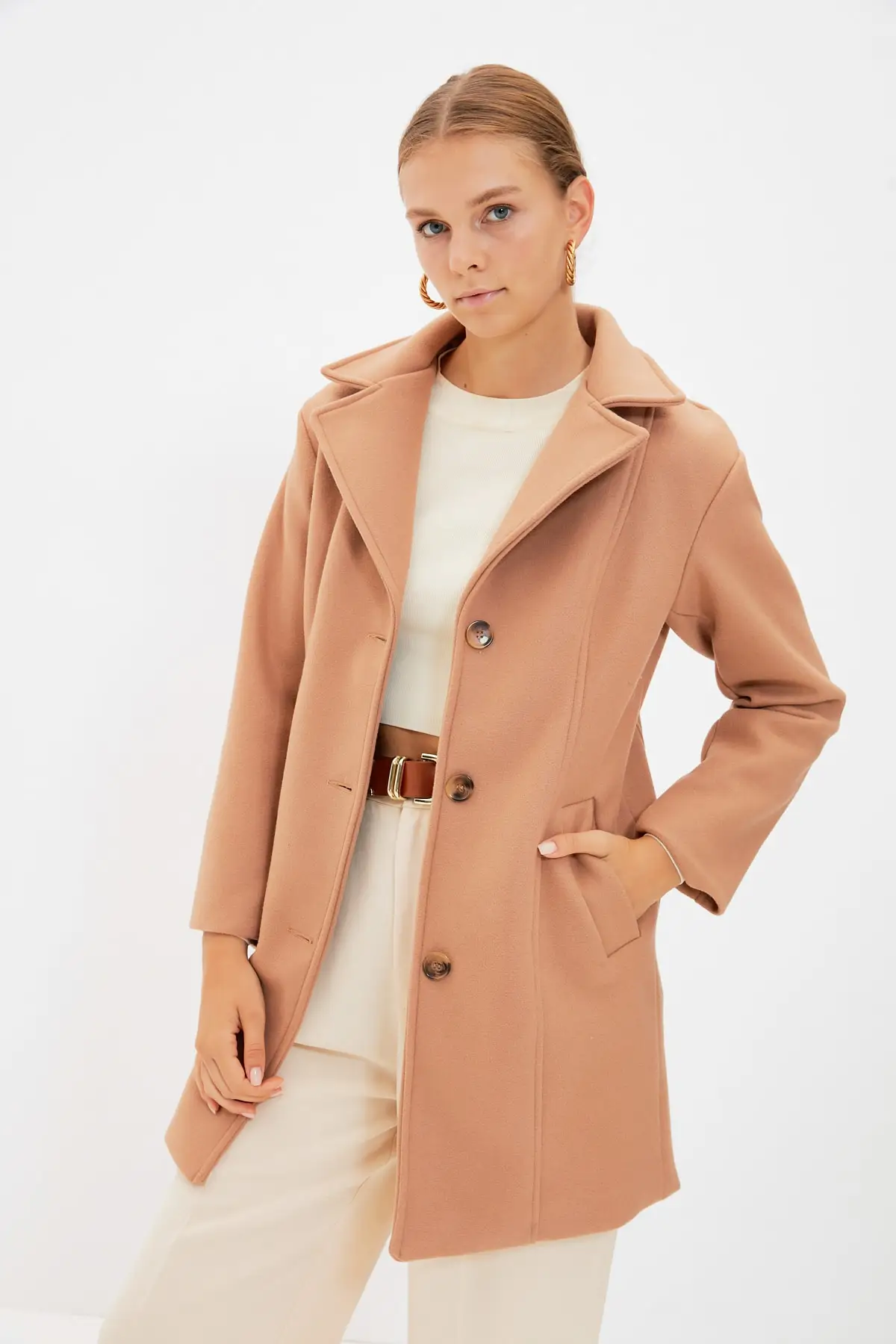 

Trendyol Button Wool Stamp Coat TWOAW22KB0211