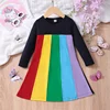 SAILEROAD 2022 Autumn Children's Clothing Heart Rainbow Dresses Long Sleeve Outfit Baby Girls Princess Dress Cotton Kids Clothes 6