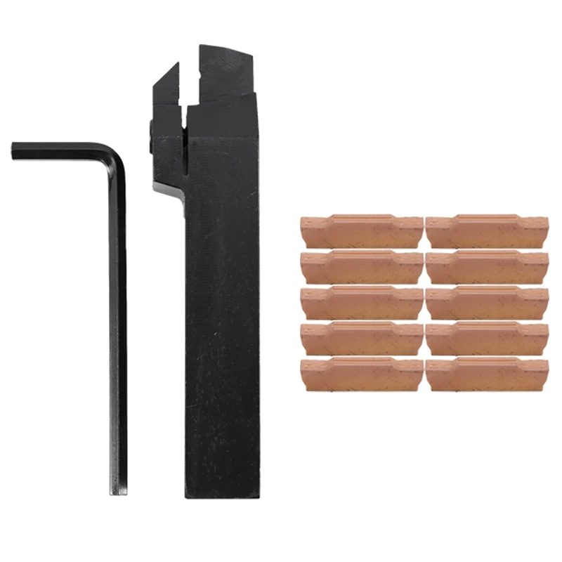 

10Pcs Mgmn300-M Inserts + Mgehr2020-3 Right Hand Toolholder Boring Bar With Wrench For Lathe Cutting Turning Tool
